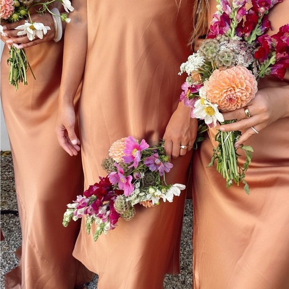 SHOW ME YOUR MUMU Verona Cowl Dress In Copper Luxe Satin - Picture 5 of 6